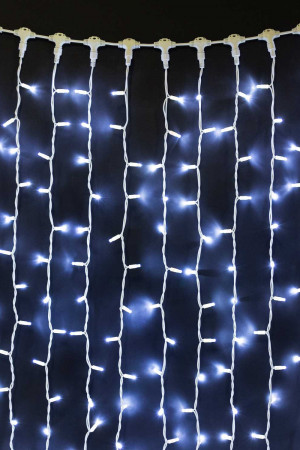 Светодиодный занавес с колпачком 2*3 м., 600 белых LED ламп, каучуковый белый провод, IP65, Beauty Led (LL602-8-2W)