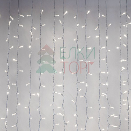 Светодиодный занавес с колпачком 2*3 м., 600 белых LED ламп, каучуковый белый провод, IP65, Beauty Led (LL602-8-2W)