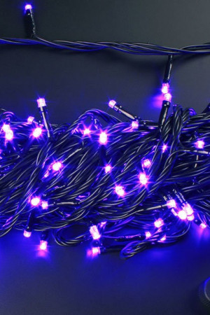 Светодиодная нить с контроллером 20 м., 220V, 200 фиолетовых LED ламп, черный ПВХ провод, Rich LED (RL-T20C2-B/V)