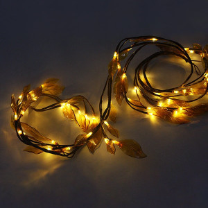 Светодиодная флористика Ветка с листьями,коричневые листья, 1.8 м., 220V, 48 теплых белых LED ламп, коричневый провод, Beauty Led (LC176L-B048K-298)