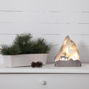 Светильник новогодний Благородные Олени FAUNA,  21х18 см., 10 LED ламп, на батарейках, серый, Star Trading (271-35)