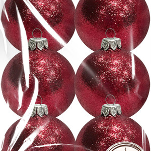 Набор пластиковых шаров Искристый, 65 мм., 6шт., красный, ПромЕлка (НШИПЛ-65RED)