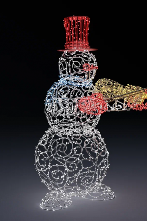  Светодиодная фигура Снеговик-музыкант скрипка 180 см. 1 шт., Сад Радости (SR226)