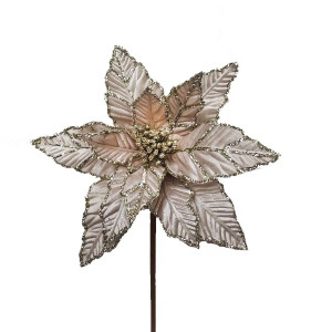 Декоративный цветок Пуансеттия 30 см., шампань, Christmas DeLuxe (89571)