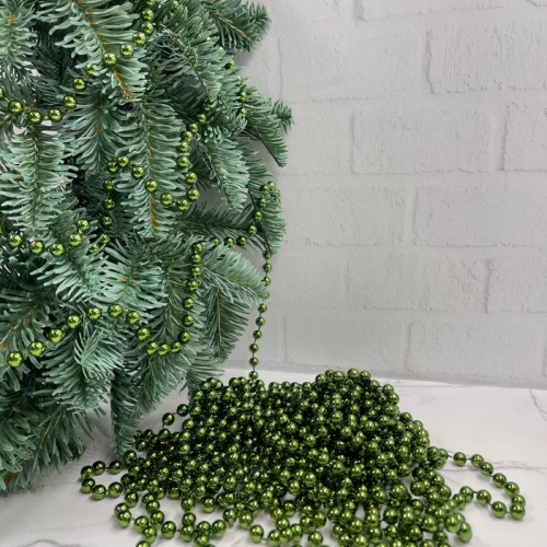 Пластиковые бусы Бисер 8 мм.*10 м., зеленый, Christmas DeLuxe (89960)
