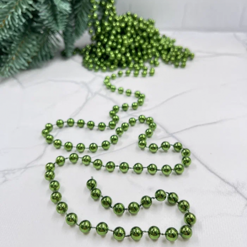 Пластиковые бусы Бисер 8 мм.*10 м., зеленый, Christmas DeLuxe (89960)