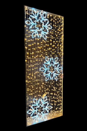 Светодиодное Панно Три Снежинки 300*120 см., Тепло-Белое 220В., IP54, (LC-13141)