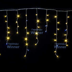 Светодиодная мерцающая бахрома 3*0.8 м., 220V, 100 теплых белых LED ламп, прозрачный силикон, Winner (ww.02.5T.100+)