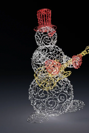  Светодиодная фигура Снеговик-музыкант гитара 180 см. 1 шт., Сад Радости (SR227)