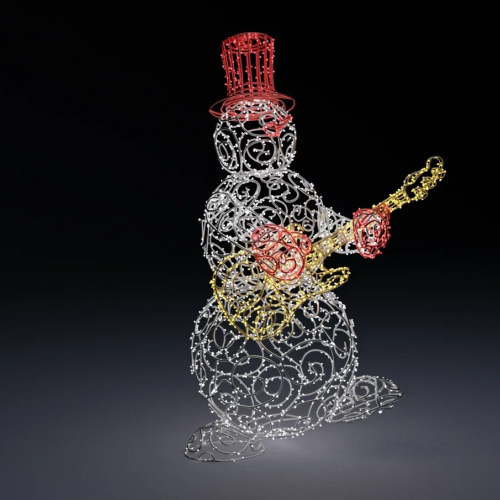  Светодиодная фигура Снеговик-музыкант гитара 180 см. 1 шт., Сад Радости (SR227)