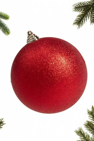 Шар пластиковый глиттер 150 мм., красный, ЕлкиТорг (150523)
