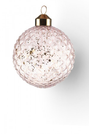 Винтажный стеклянный шар Кракелюр 8 см., розовый, 1 шт., Karlsbach (12402)