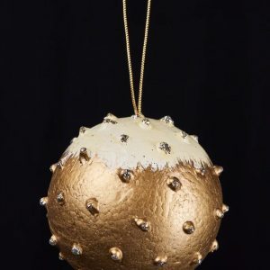 Винтажный шар Сокровища Посейдона 13 см., золото с блестками, 1 шт., Christmas DeLuxe (89039)