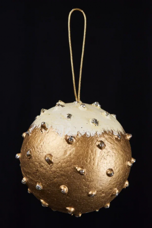 Винтажный шар Сокровища Посейдона 13 см., золото с блестками, 1 шт., Christmas DeLuxe (89039)