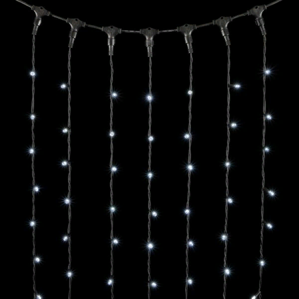 Светодиодный занавес с колпачком 1*9 м., 900 белых LED ламп, каучуковый черный провод, IP65, Beauty Led (LL901-1-2W)