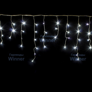Светодиодная мерцающая бахрома 3*0.8 м., 220V, 100 холодных белых LED ламп, прозрачный силикон, Winner (w.02.5T.100+)