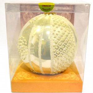 Шар &quot;Бисерный узор&quot; 65 мм., стекло, в подарочной упаковке (КУ-65-3/17)
