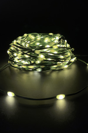 Светодиодная нить Капли 200 белых ламп, 15 м., 31В, 8 режимов, таймер, зеленый провод, LUCA (85446)