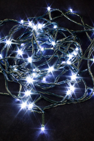 Светодиодная нить 6 м., 220V, 60 холодных белых LED ламп, контроллер, черный провод, Winner Light (w.01.5B.60-)