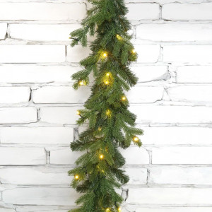 Хвойная гирлянда Графская 270*30 см., 60 теплых-белых LED ламп, Литая хвоя+ПВХ, ЕлкиТорг (23053)