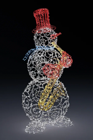 Светодиодная фигура Снеговик-музыкант саксофон 220 см. 1 шт., Сад Радости (SR228)