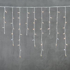  Светодиодная бахрома с колпачком 3,2*0,9 м., 168 экстра теплых белых LED ламп, мерцание, каучуковый белый провод, LTC (LL168BLW-8-2EWW)