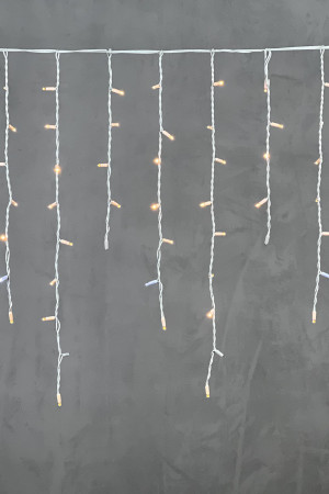  Светодиодная бахрома с колпачком 3,2*0,9 м., 168 экстра теплых белых LED ламп, мерцание, каучуковый белый провод, LTC (LL168BLW-8-2EWW)