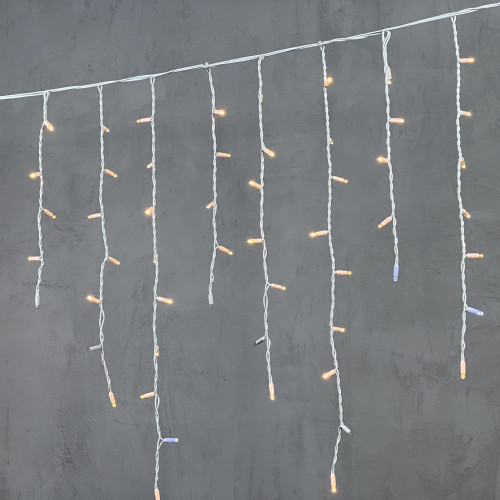  Светодиодная бахрома с колпачком 3,2*0,9 м., 168 экстра теплых белых LED ламп, мерцание, каучуковый белый провод, LTC (LL168BLW-8-2EWW)