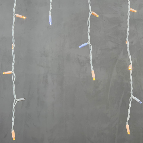  Светодиодная бахрома с колпачком 3,2*0,9 м., 168 экстра теплых белых LED ламп, мерцание, каучуковый белый провод, LTC (LL168BLW-8-2EWW)