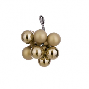 Гроздь стеклянных шаров Ягодный хоровод 2 см., 10 шт., шампань,  Christmas DeLuxe (87659)