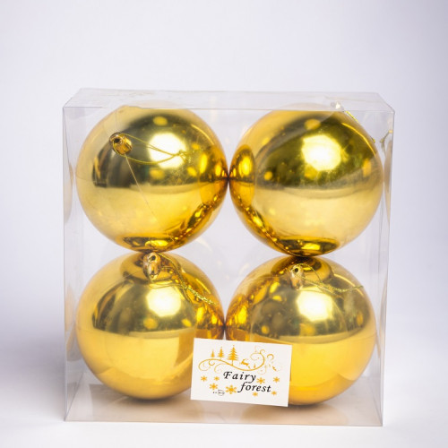 Набор пластиковых шаров Глория 100 мм., золото глянцевый, 4 шт., ЕлкиТорг (150425)