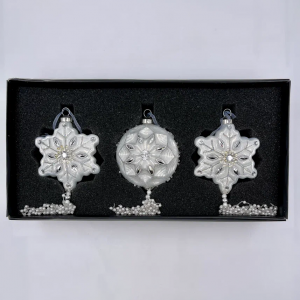 Набор украшений Лазоревый цветок 10х8 см., стекло, 3 шт., Christmas DeLuxe (13158)