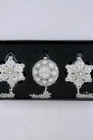 Набор украшений Лазоревый цветок 10х8 см., стекло, 3 шт., Christmas DeLuxe (13158)