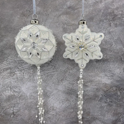 Набор украшений Лазоревый цветок 10х8 см., стекло, 3 шт., Christmas DeLuxe (13158)