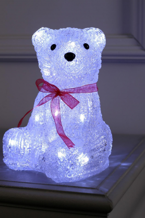Светодиодная фигура Медведь с бантом 15×20×15 см., акрил, 20 LED, батарейки ААх3 (не в комплекте), Luazon Lighting (4357276)