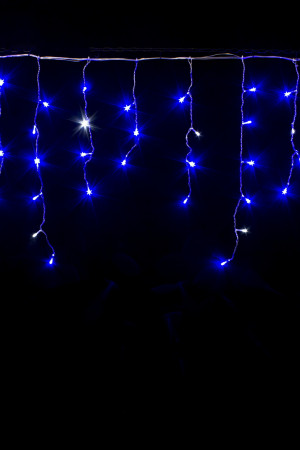 Светодиодная мерцающая бахрома 3*0.8 м., 220V, 100 синих LED ламп, прозрачный силикон, Winner Light (B.02.5T.100+)