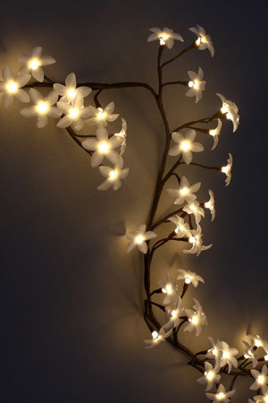 Светодиодная флористика Ветка Плюмерии,матовые цветы, 1.5 м., 220V, 48 теплых белых LED ламп, коричневый провод, Beauty Led (LC176L-B048K-300)