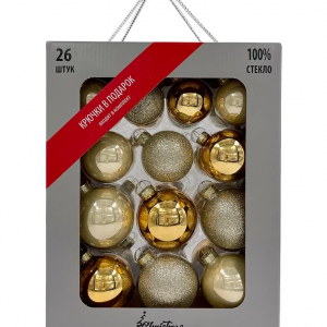 Набор стеклянных шаров Брызги шампанского 26 шт., Christmas DeLuxe (86460)