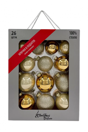 Набор стеклянных шаров Брызги шампанского 26 шт., Christmas DeLuxe (86460)