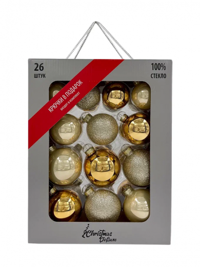 Набор стеклянных шаров Брызги шампанского 26 шт., Christmas DeLuxe (84501-86460) — 