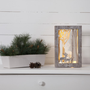 Светильник новогодний Звездные  Олени FAUNA, 28х18 см., 10 LED ламп, на батарейках, серый, Star Trading (271-38)