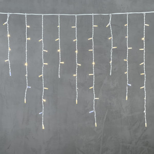 Светодиодная бахрома с колпачком 3,2*0,9 м., 168 теплых белых LED ламп, мерцание, каучуковый белый провод, LTC (LL168BLW-8-2WW)