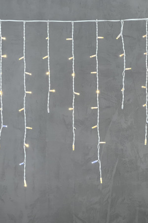 Светодиодная бахрома с колпачком 3,2*0,9 м., 168 теплых белых LED ламп, мерцание, каучуковый белый провод, LTC (LL168BLW-8-2WW)