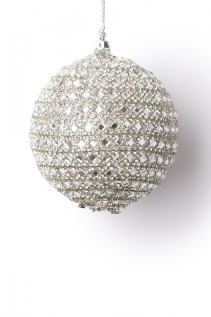 Винтажный стеклянный шар Зеркальный хоровод 8 см., серебро, 1 шт., Karlsbach (13955)