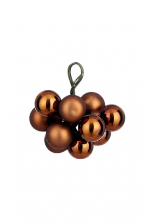 Гроздь стеклянных шаров Ягодный хоровод 2 см., 10 шт., шоколадное суфле,  Christmas DeLuxe (87657)