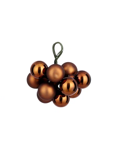 Гроздь стеклянных шаров Ягодный хоровод 2 см., 10 шт., шоколадное суфле,  Christmas DeLuxe (87657)