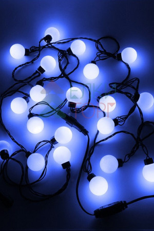 Светодиодная гирлянда шарики Fiesta, 5 м., 20 синих LED ламп 40 мм, 220V, черный ПВХ, Beauty Led (HB20-11-2B)