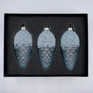 Набор елочных шишек Лесная Прохлада 14х6 см., голубой, стекло, 3 шт., Christmas DeLuxe (13121)