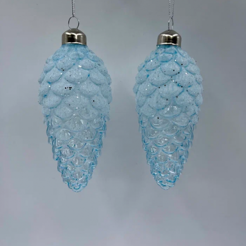 Набор елочных шишек Лесная Прохлада 14х6 см., голубой, стекло, 3 шт., Christmas DeLuxe (13121)