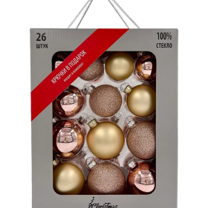 Набор стеклянных шаров Розовое шампанское 26 шт., Christmas DeLuxe (86457)